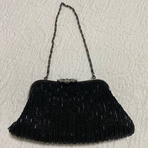 Elegant Black Beaded  moni Couture Evening Bag